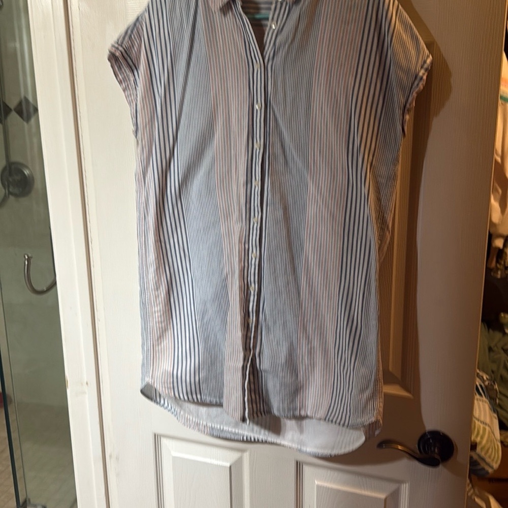 Striped Blue and White Woman’s button up Shirt dress